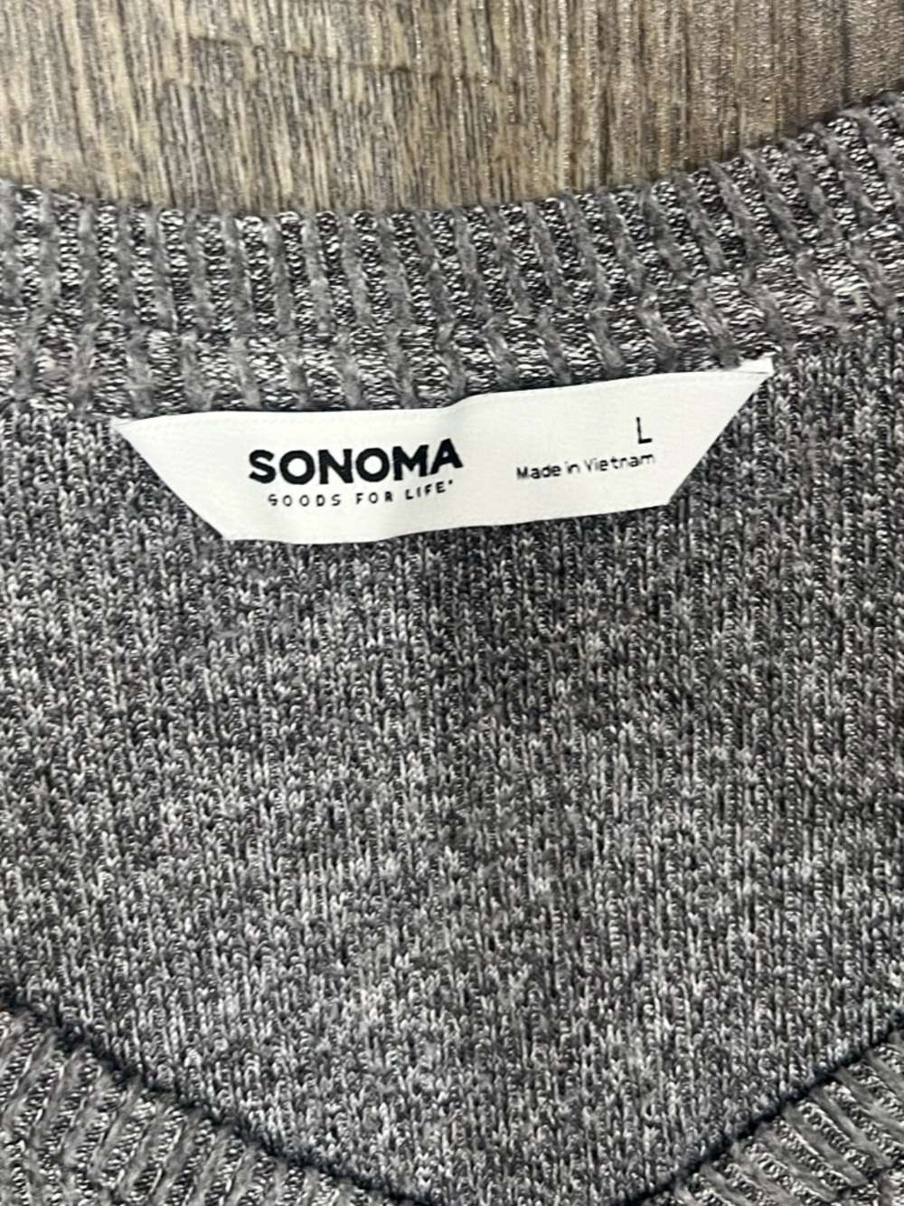 Sonoma Heather Gray Long Sleeve V-Neck Knit Top - Picture 3 of 5